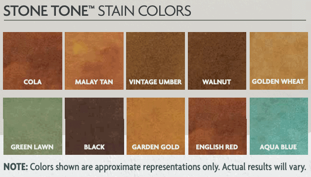 Concrete Acid Stain Color Chart