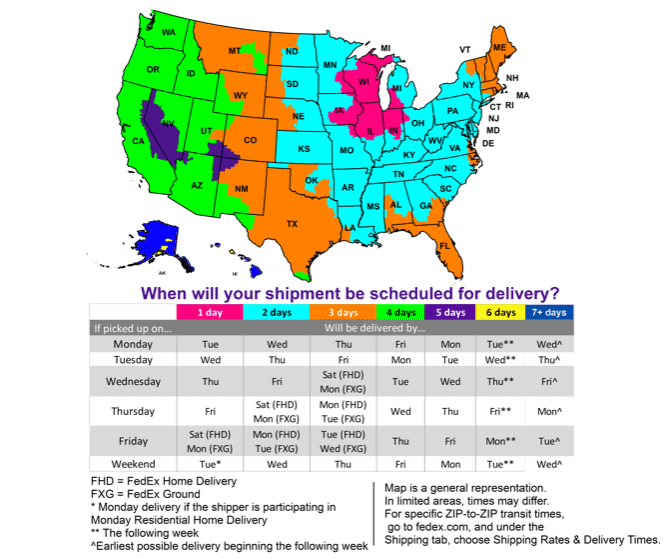 Fedex Ground Transit Time Chart