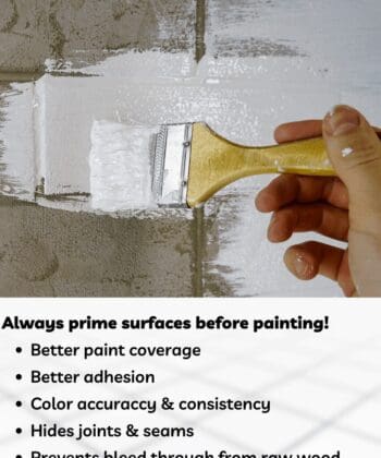 Primer on paintbrush with text saying please prime